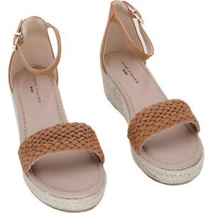 Marc Fisher Marren Web Wedge Sandals Cognac Brown Girls Espadrille US 5
